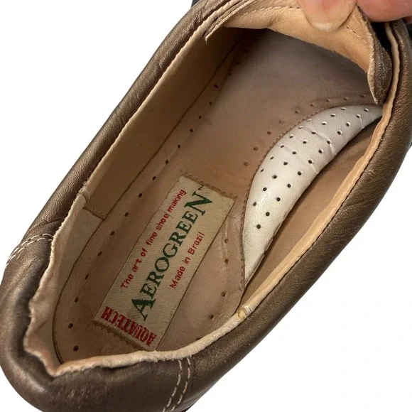 Aerogreen Italy Women Leather Spikeless Golf Shoes Size 8 Gold Snakeskin Luxury - Picture 14 of 16